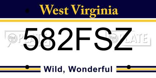 582FSZ West Virginia License Plate