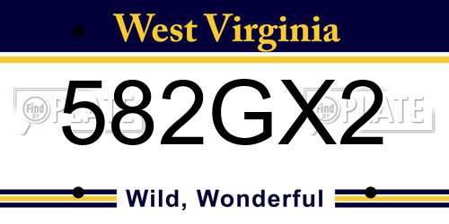 582GX2 West Virginia License Plate