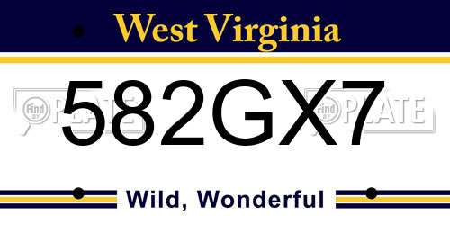 582GX7 West Virginia License Plate