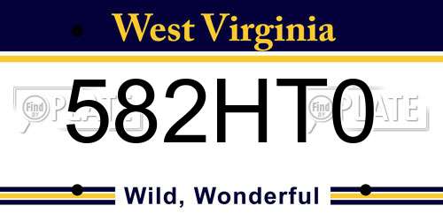 582HT0 West Virginia License Plate