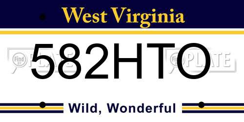 582HTO West Virginia License Plate
