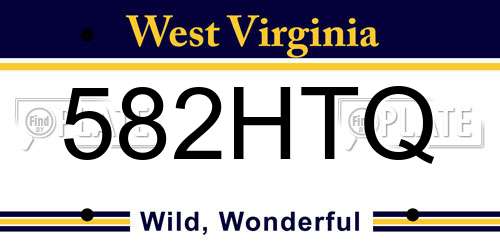 582HTQ West Virginia License Plate