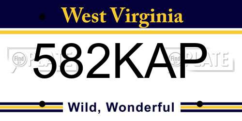 582KAP West Virginia License Plate