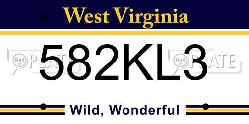 582KL3 West Virginia License Plate