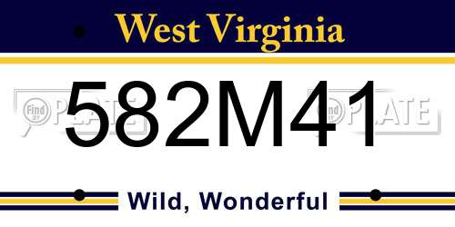 582M41 West Virginia License Plate
