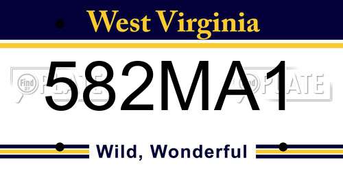 582MA1 West Virginia License Plate