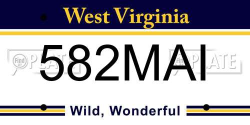582MAI West Virginia License Plate