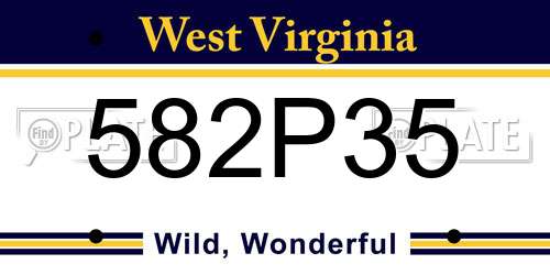 582P35 West Virginia License Plate