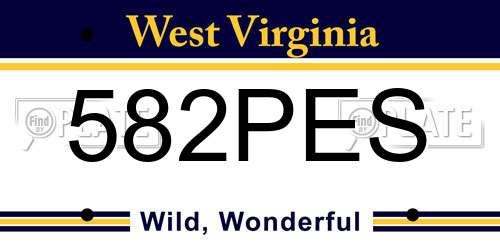 582PES West Virginia License Plate