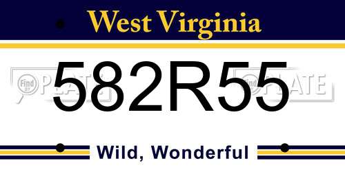 582R55 West Virginia License Plate