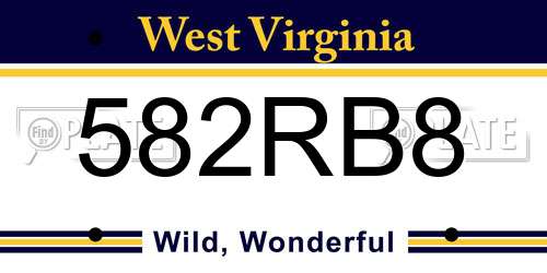 582RB8 West Virginia License Plate