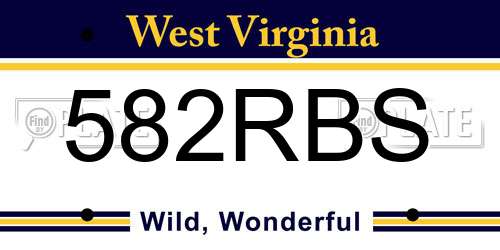 582RBS West Virginia License Plate