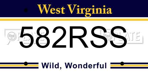 582RSS West Virginia License Plate