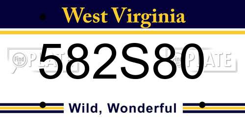 582S80 West Virginia License Plate