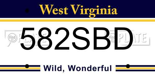 582SBD West Virginia License Plate