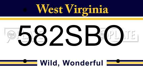 582SBO West Virginia License Plate