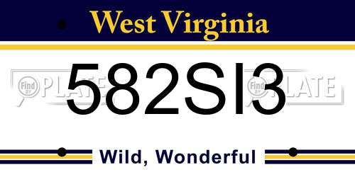 582SI3 West Virginia License Plate