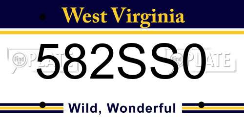 582SS0 West Virginia License Plate
