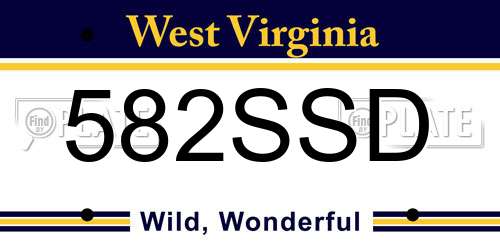 582SSD West Virginia License Plate