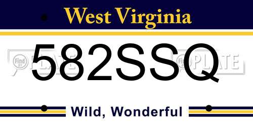 582SSQ West Virginia License Plate
