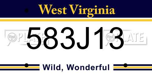 583J13 West Virginia License Plate