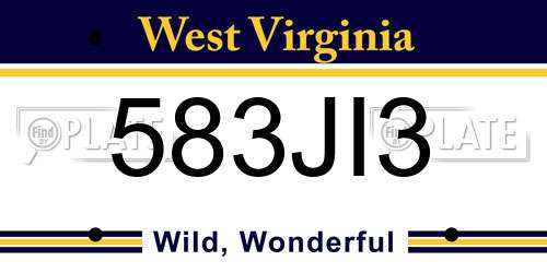583JI3 West Virginia License Plate