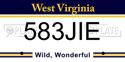 583JIE West Virginia License Plate