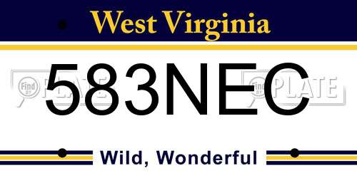 583NEC West Virginia License Plate