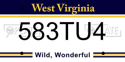 583TU4 West Virginia License Plate
