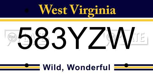 583YZW West Virginia License Plate