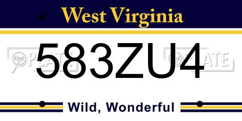 583ZU4 West Virginia License Plate