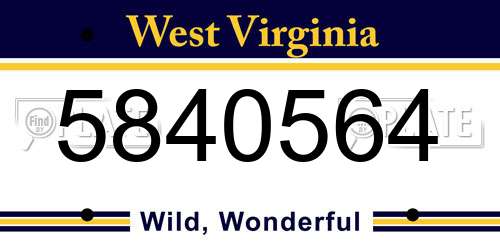 5840564 West Virginia License Plate