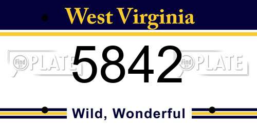 5842 West Virginia License Plate