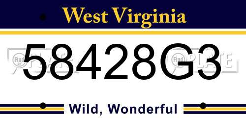 58428G3 West Virginia License Plate