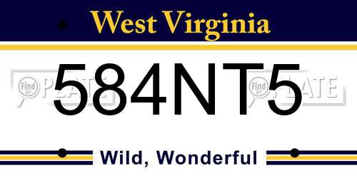 584NT5 West Virginia License Plate