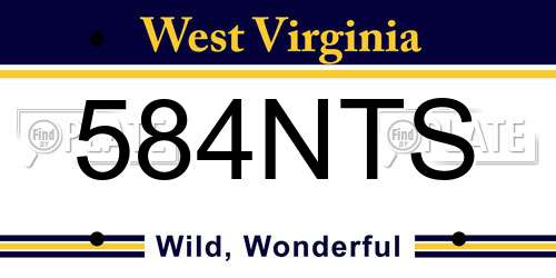 584NTS West Virginia License Plate