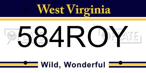 584ROY West Virginia License Plate