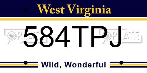 584TPJ West Virginia License Plate