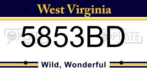 5853BD West Virginia License Plate