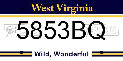 5853BQ West Virginia License Plate