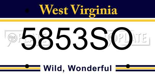 5853SO West Virginia License Plate