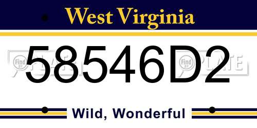 58546D2 West Virginia License Plate
