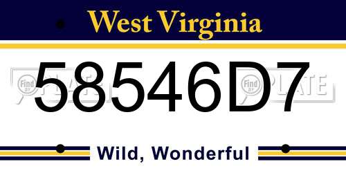 58546D7 West Virginia License Plate