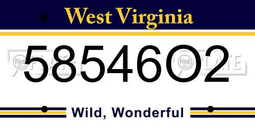 58546O2 West Virginia License Plate