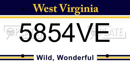 5854VE West Virginia License Plate