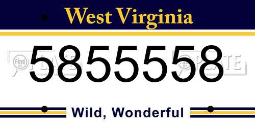 5855558 West Virginia License Plate