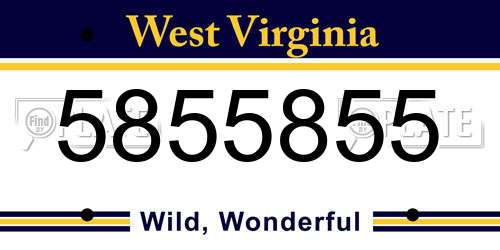 5855855 West Virginia License Plate