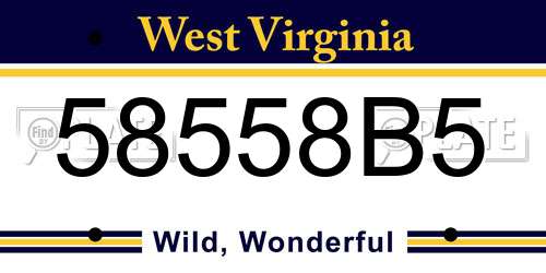 58558B5 West Virginia License Plate