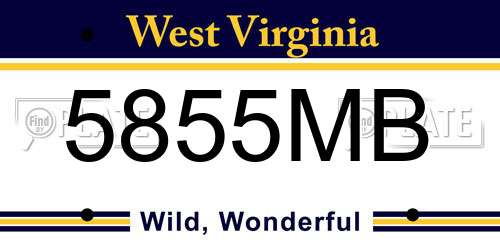 5855MB West Virginia License Plate