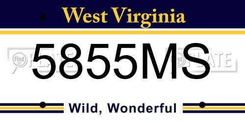 5855MS West Virginia License Plate